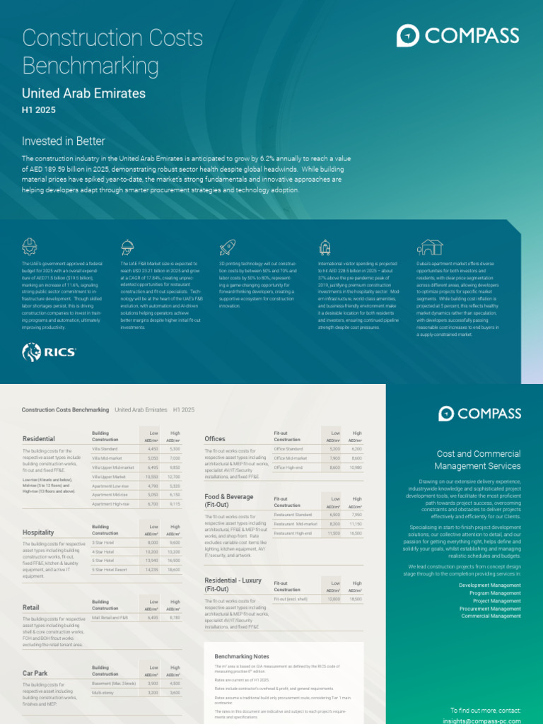 Compass - Construction Cost Benchmarking UAE H1 2025 | PDF | United ...
