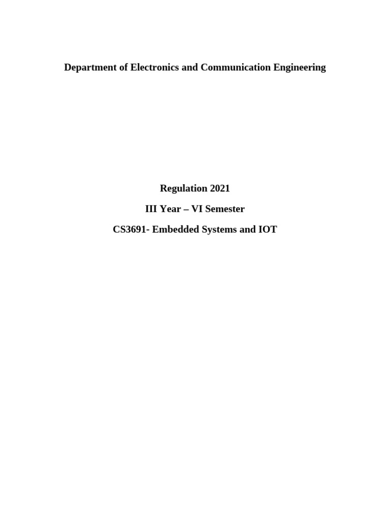 CS3691 ESIOT Soft Copy Notes New | PDF | Central Processing Unit ...