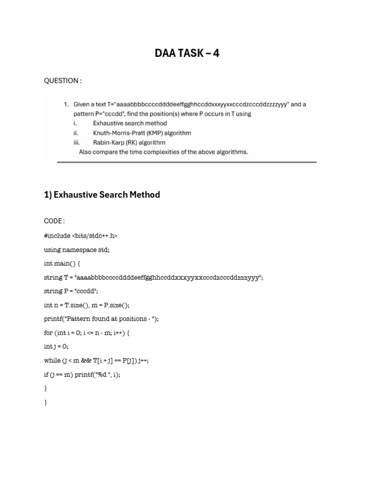 Design and Analysis of Algorithms Lab Submission 4 | PDF | C++ ...