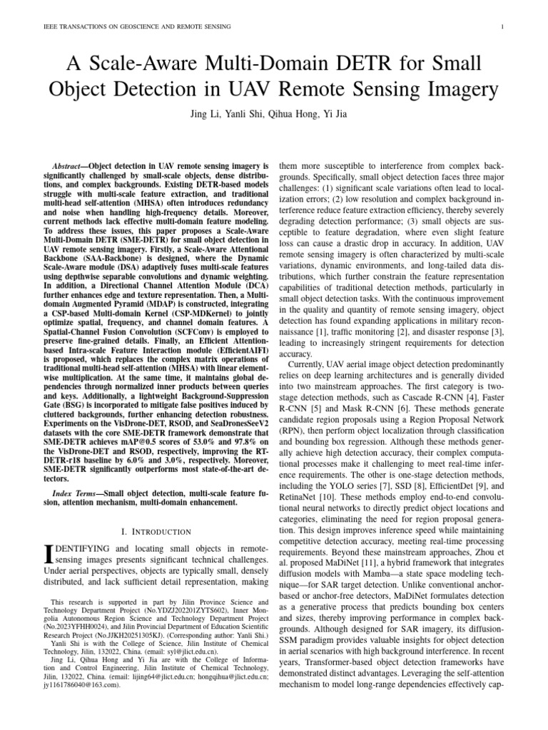 A Scale-Aware Multidomain DETR for Small Object Detection in UAV Remote ...
