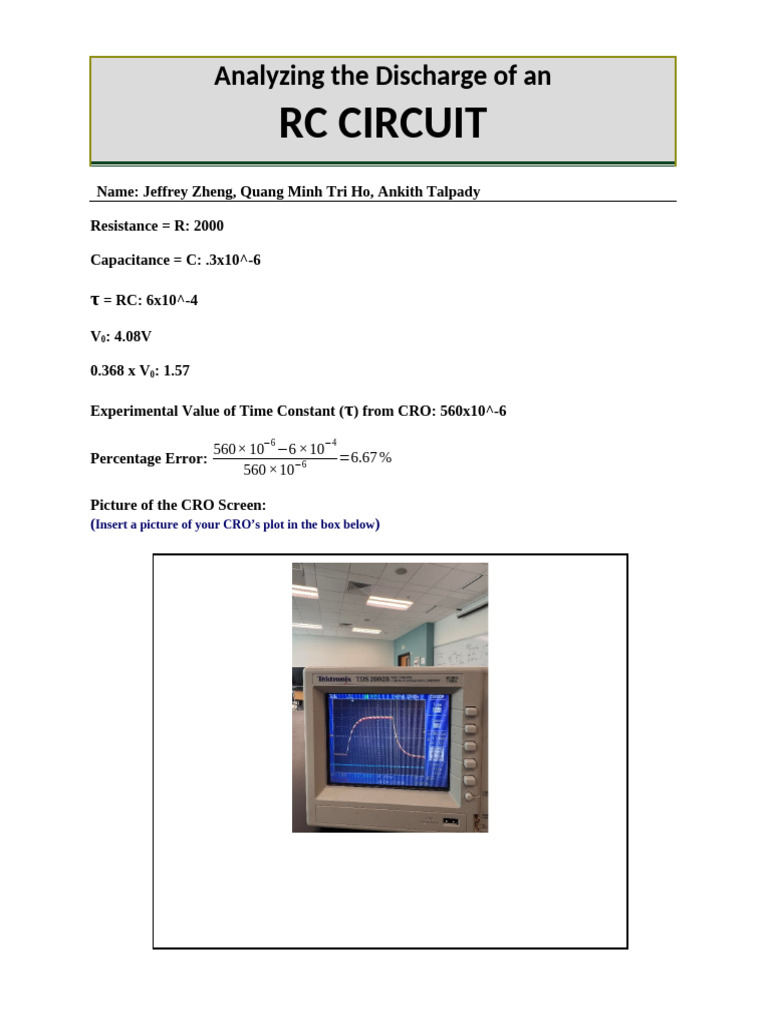 RC Circuit Worksheet Blank-1 | PDF | Electrical Network | Capacitor