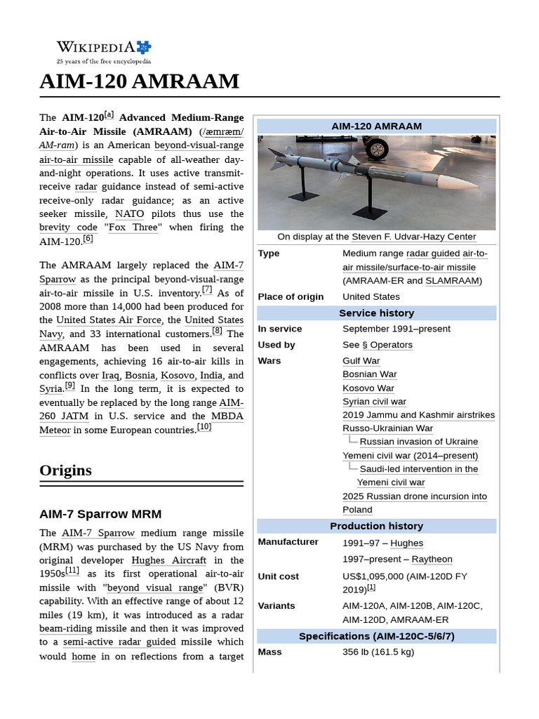 Aim 120 Amraam | PDF | Missile | Military Technology