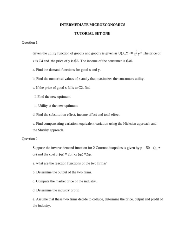 Tutorial Set 1 | PDF