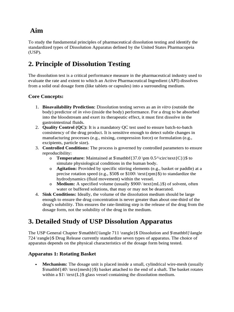 USP Dissolution Apparatus Experiment | PDF