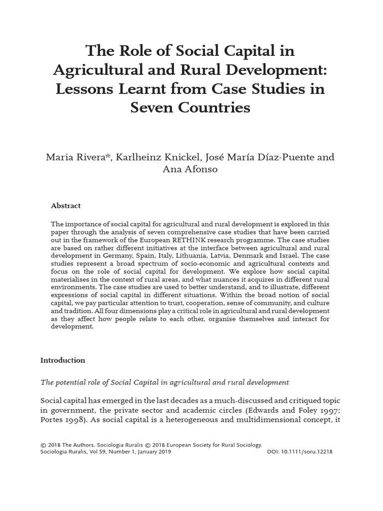 Social Capital Rural Development | PDF | Social Capital | Social Psychology