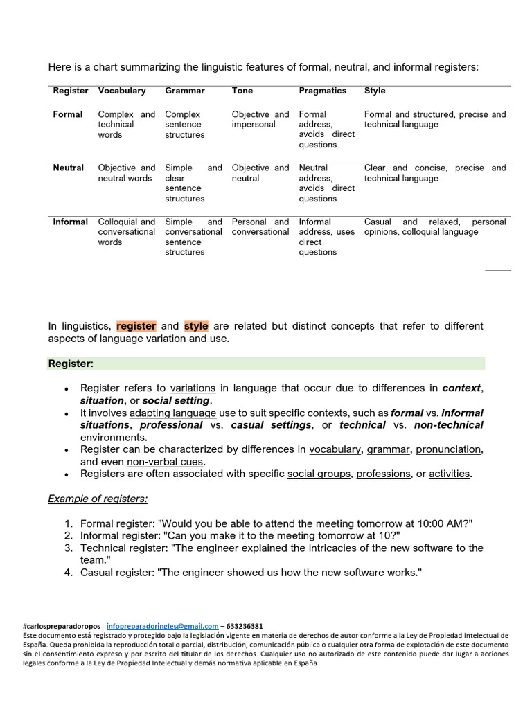 REGISTER_STYLE_CONTEXT | PDF | Jargon | Vocabulary
