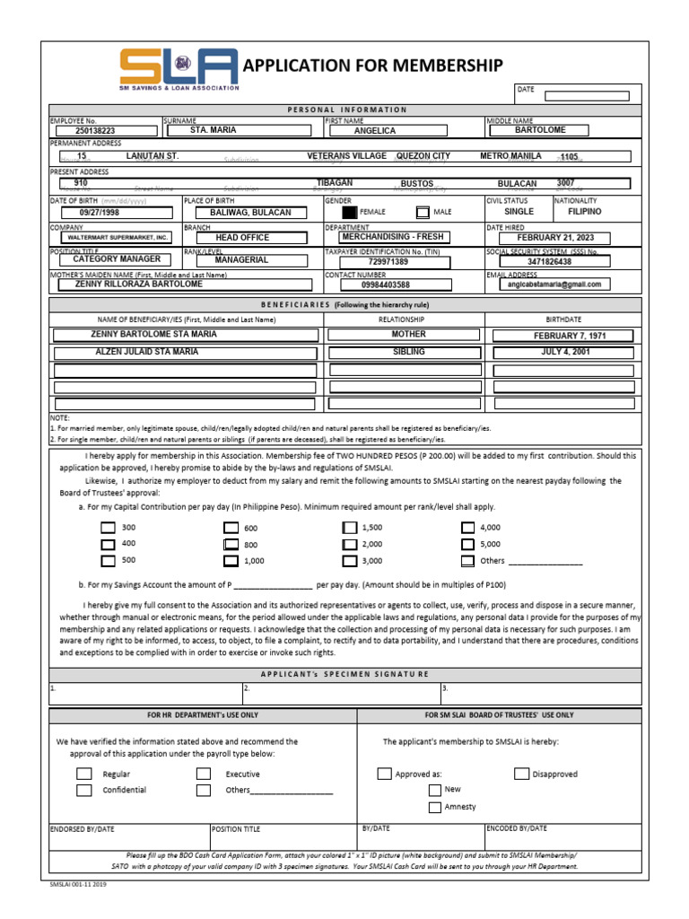 Sla Membership Application Form_absm | PDF