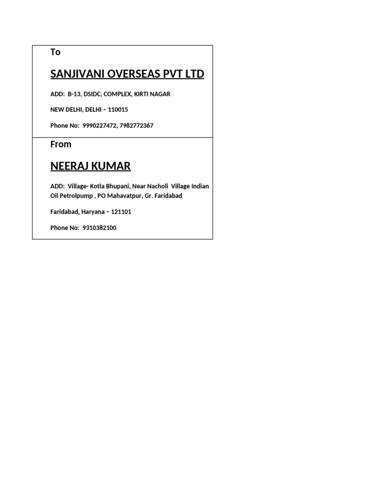 Letter Post Formet | PDF