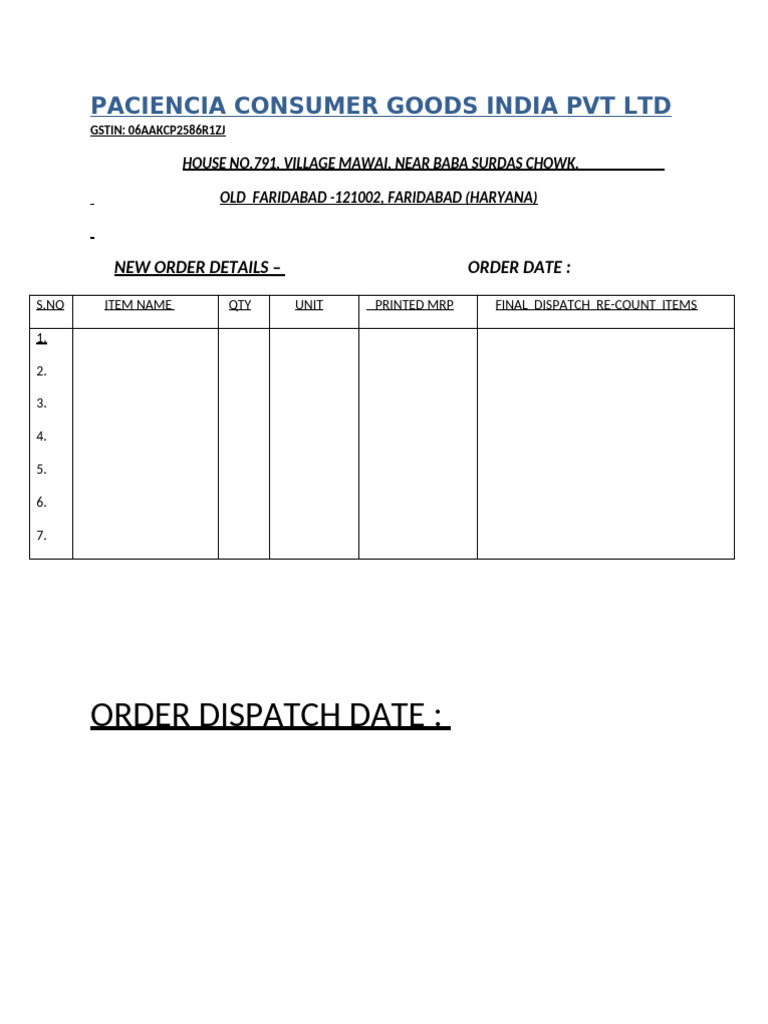 Order Form | PDF