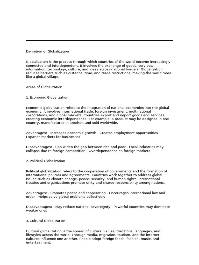 Globalization Detailed Explanation | PDF | Globalization | Economic ...