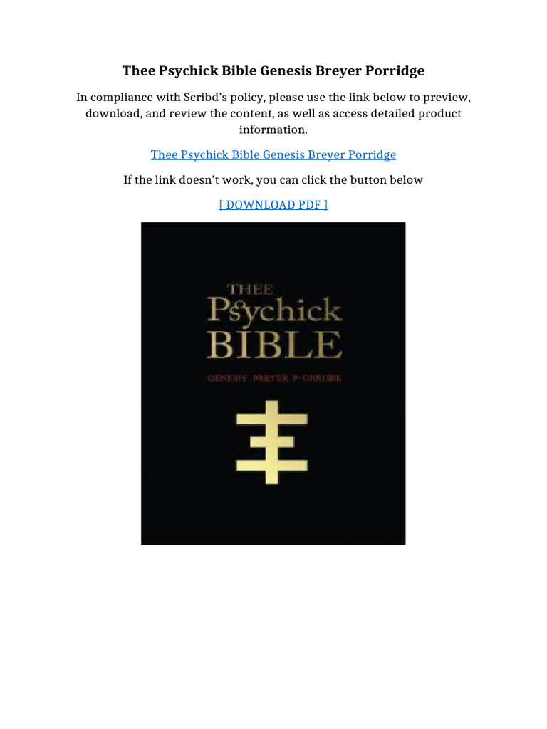 Thee Psychick Bible Genesis Breyer Porridge | PDF | Qr Code