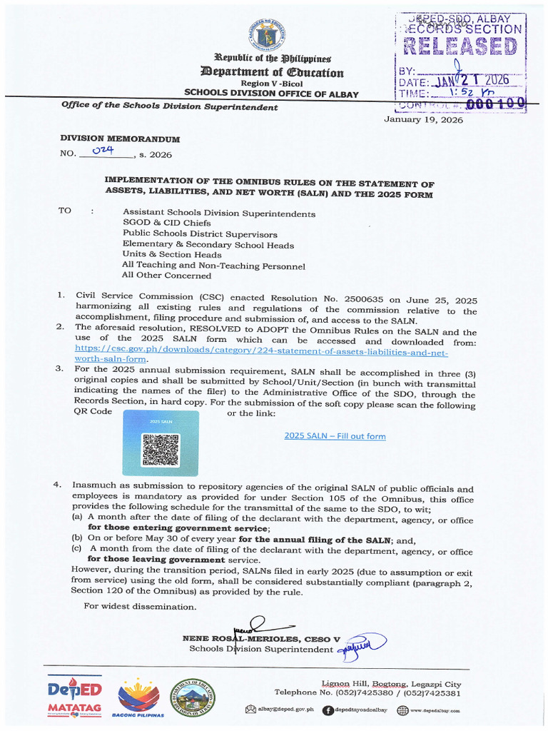 DM 024 s. 2026 Implementation of the Omnibus Rules on the Statement of ...