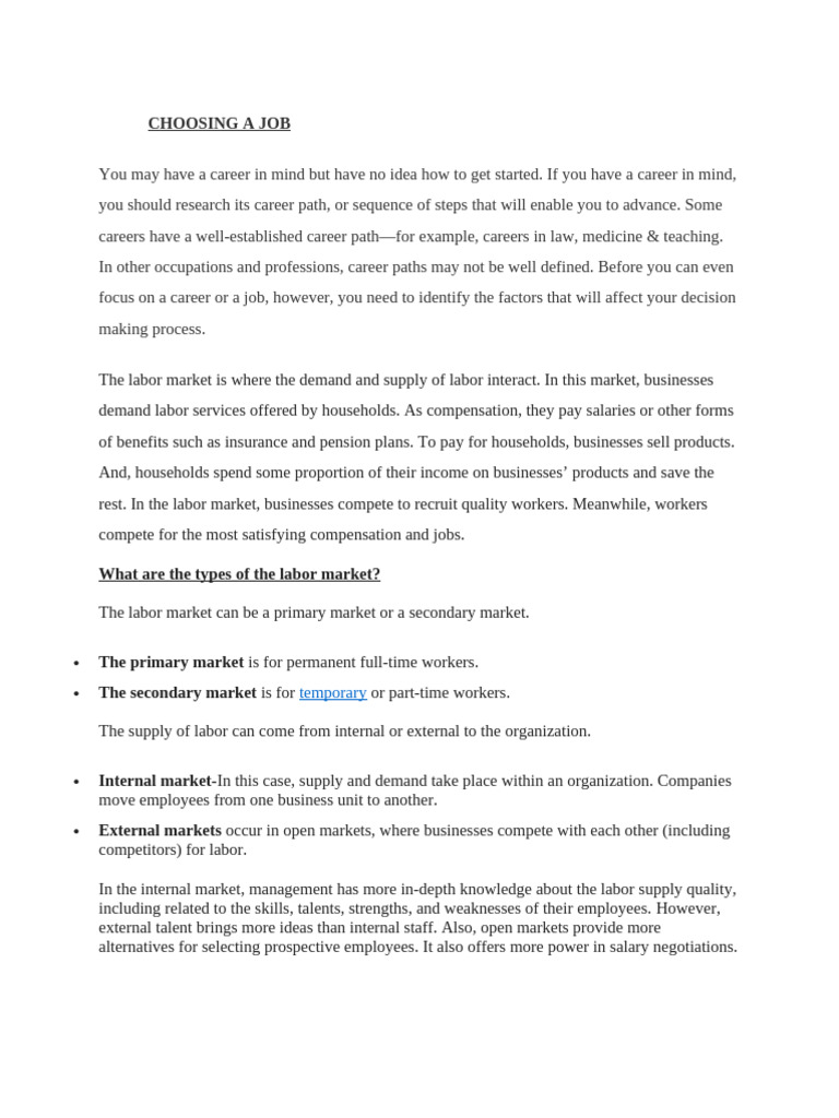 Choosing a Job | PDF | Labour Economics | Employment