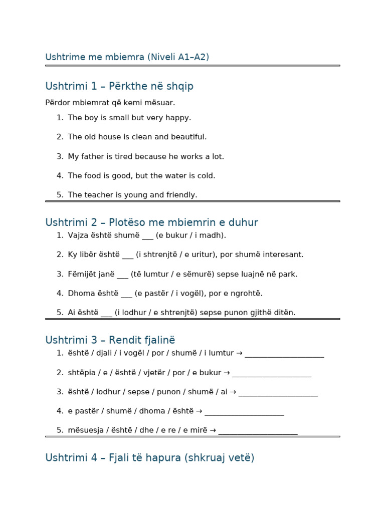 Ushtrime Mbiemra | PDF