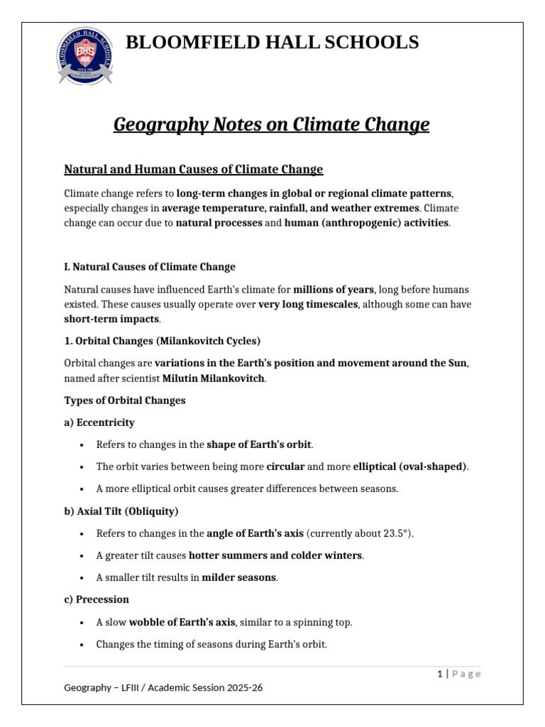 LFIII - Geography Notes - Climate Change and Pakistan | PDF | Climate ...