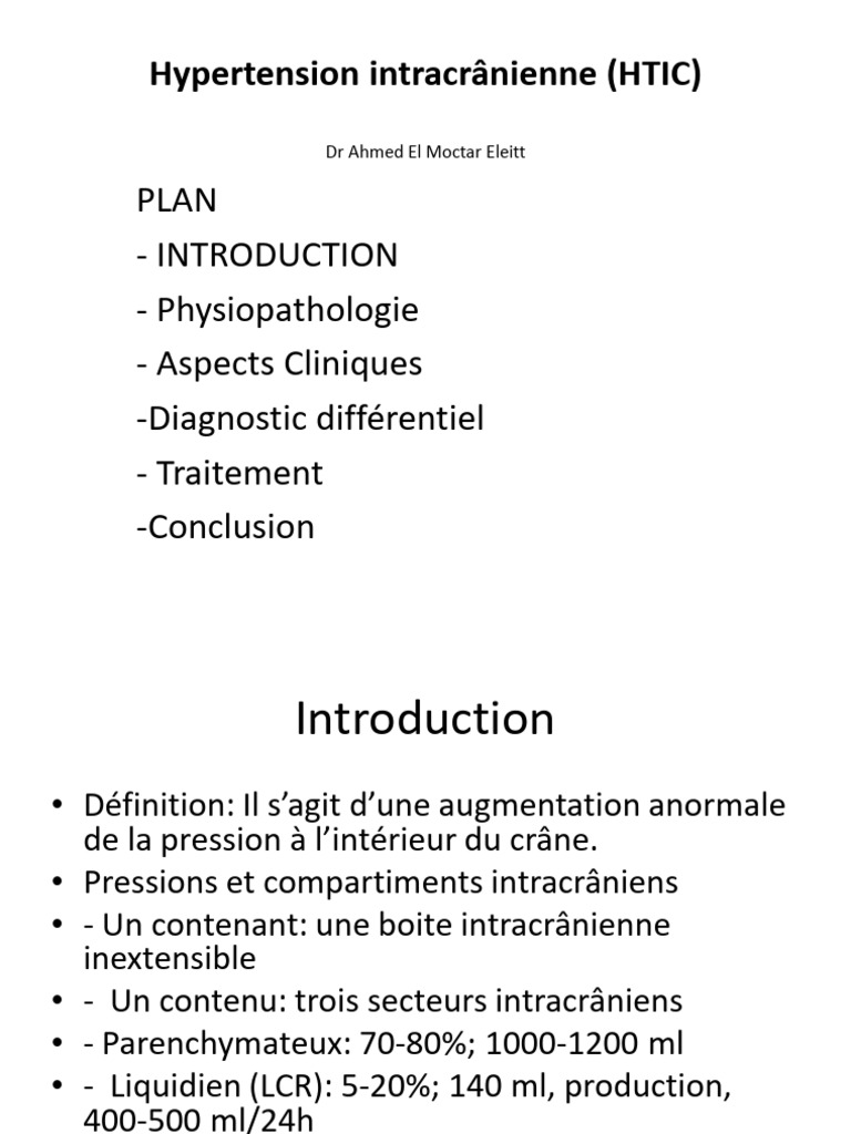 Hypertension Intracrânienne (HTIC) - DCEM 3 | PDF | Médecine clinique ...