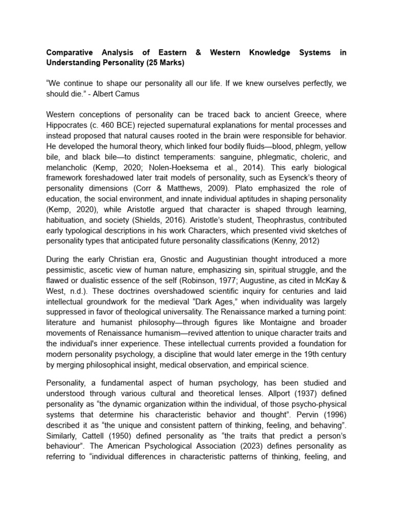 Comparative Analysis of Eastern & Western Knowledge Systems in ...