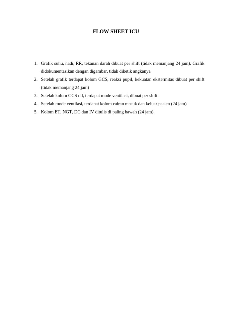Flow Sheet Icu | PDF