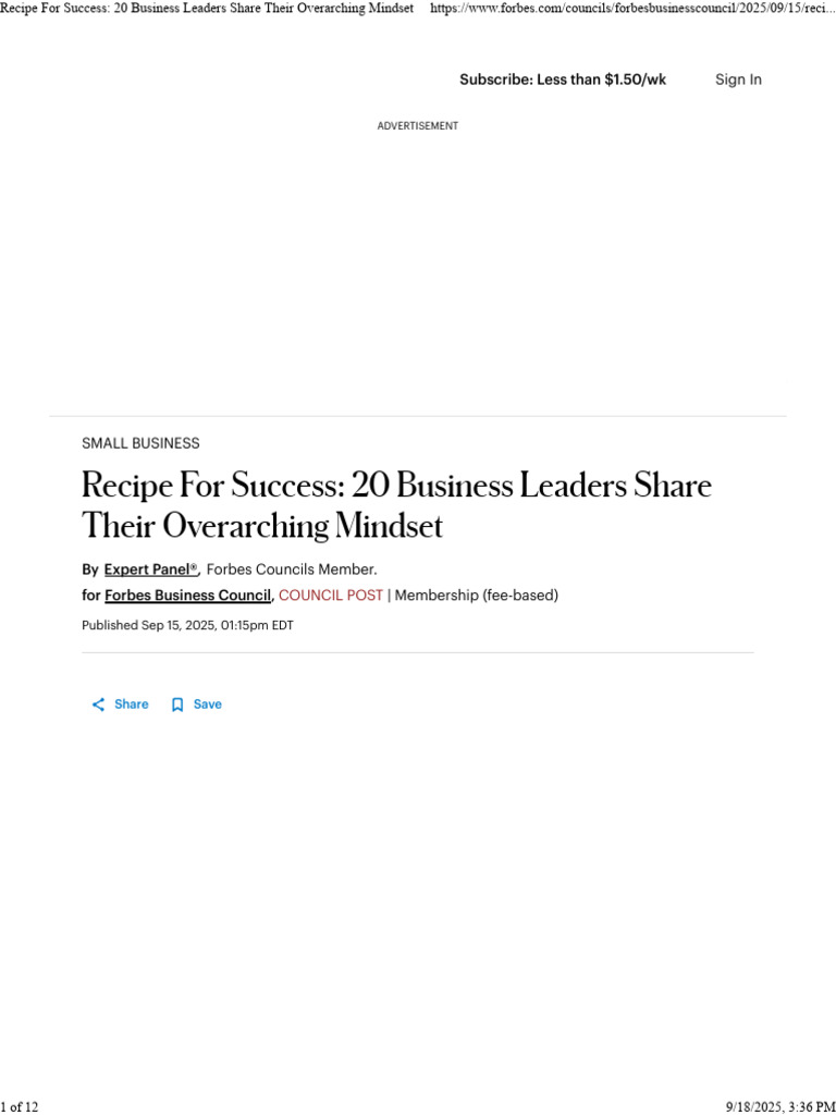 Recipe for Success_ 20 Business Leaders Share Their Overarching Mindset ...