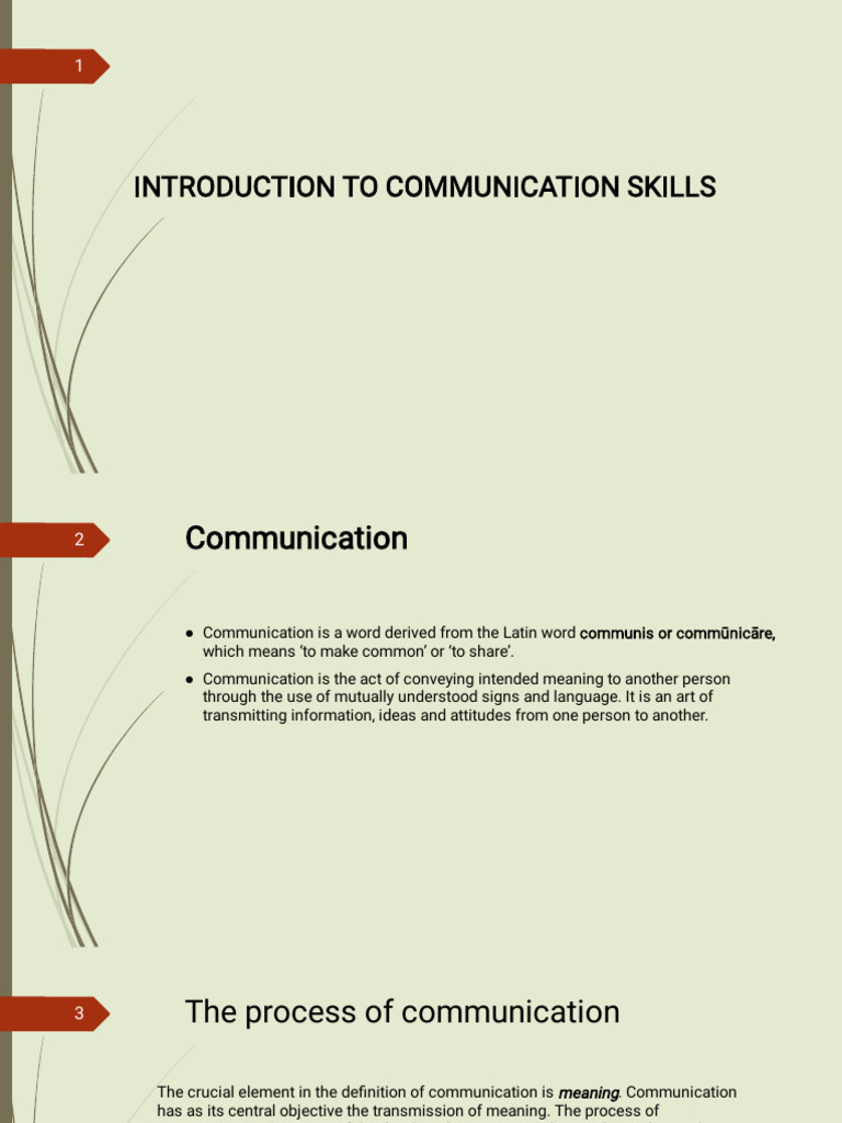 Introduction To Communication Skills | PDF | Communication | Nonverbal ...