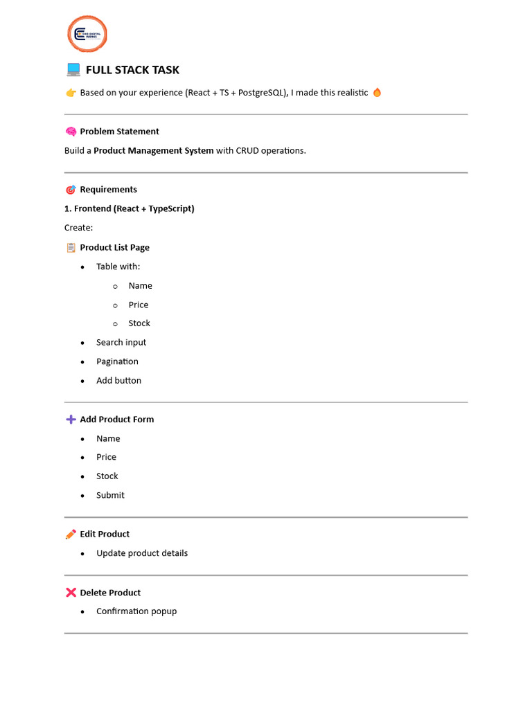 Full Stack 2h Assessment | PDF