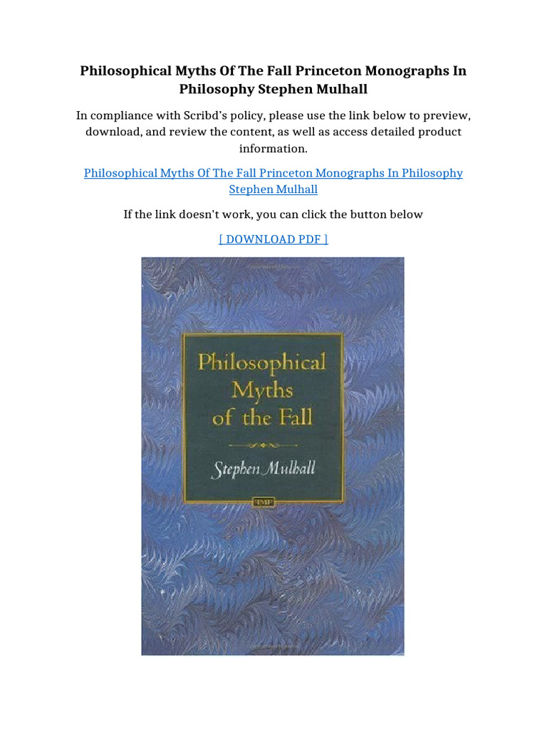 Philosophical Myths Of The Fall Princeton Monographs In Philosophy ...