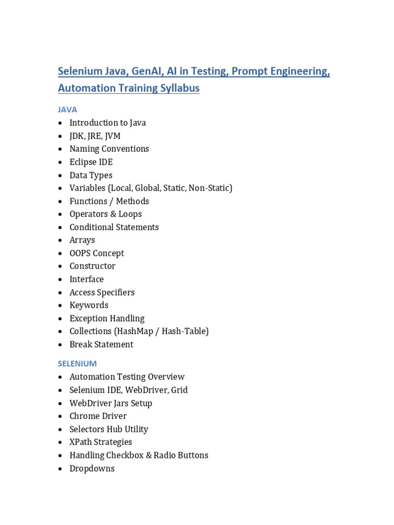 Selenium Java, GenAI, AI in Testing, Prompt Engineering, Automation ...