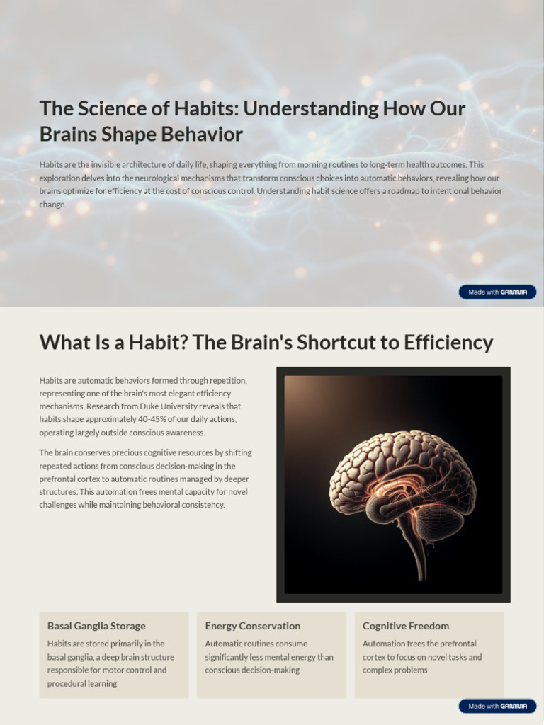 The Science of Habits Understanding How Our Brains Shape Behavior | PDF ...