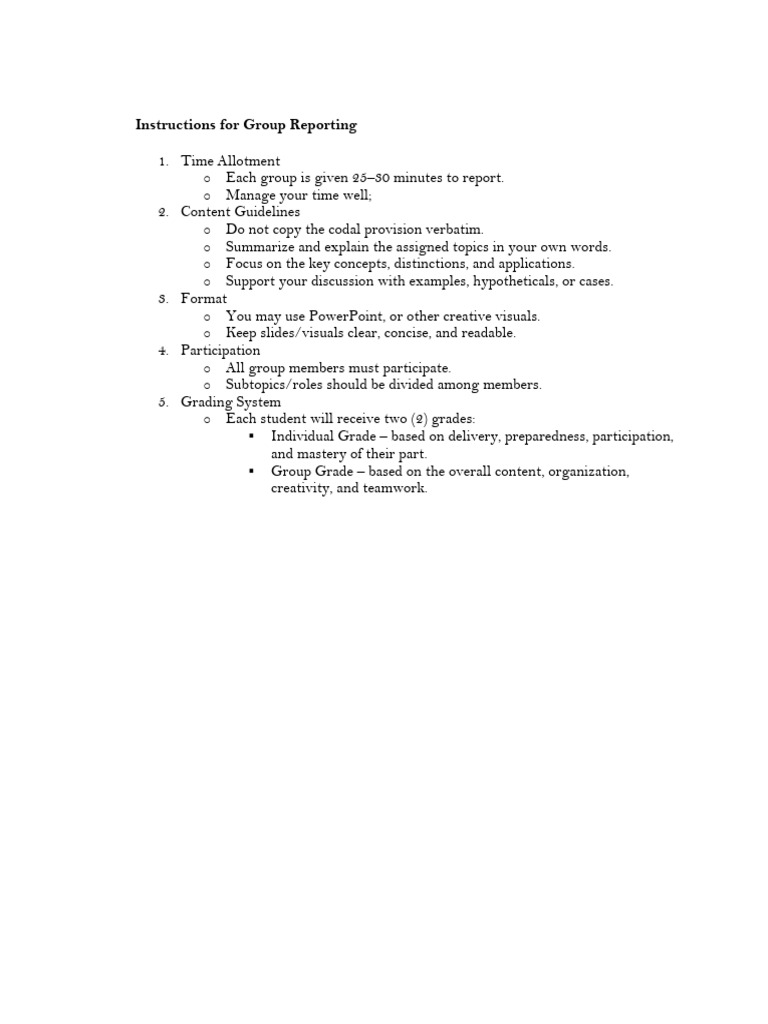 Instructions For Group Reporting | PDF