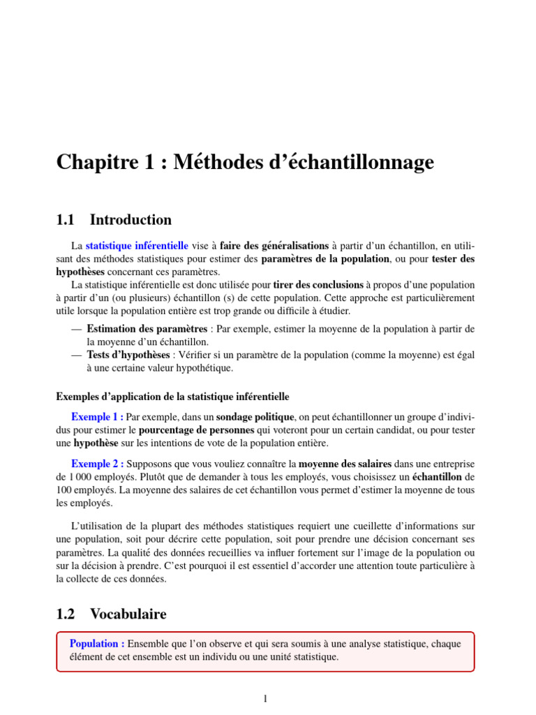 Stat Inferentielle Méthodes Echantillonnage - 250412 - 120848 | PDF ...