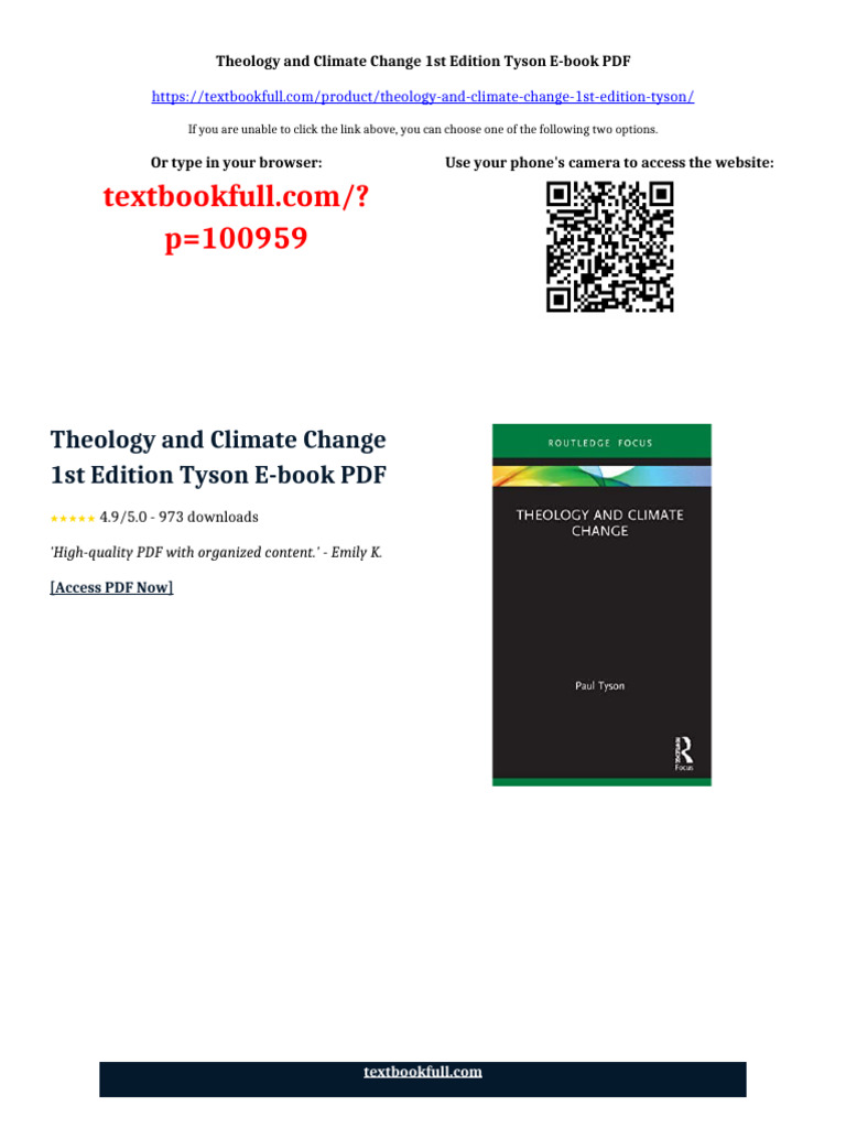 Theology and Climate Change 1st Edition Tyson eBook max edition | PDF ...