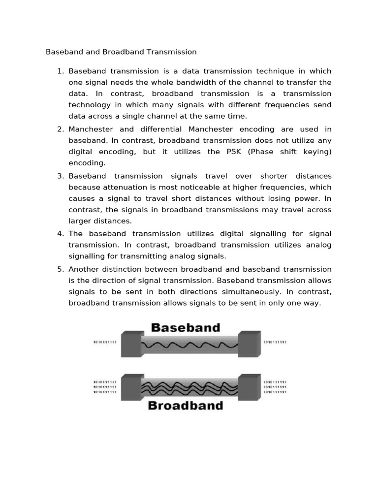 Baseband and Broadband Transmission | PDF