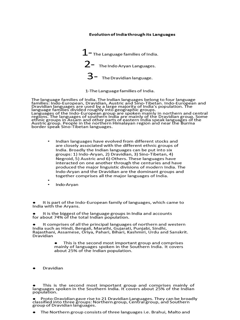 Topic-03Evolution of India Through Its Languages | PDF | Languages Of ...