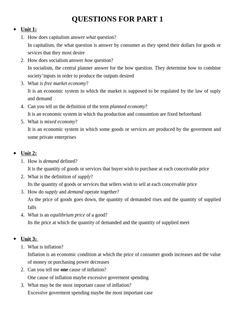 Part 1-Questions For Students | PDF | Inflation | Taxes