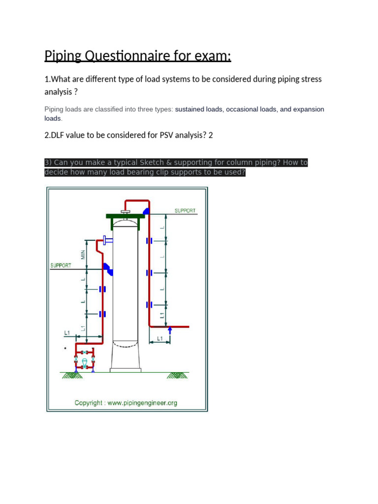 Piping Questionnaire For Interview | PDF | Bending | Pipe (Fluid ...