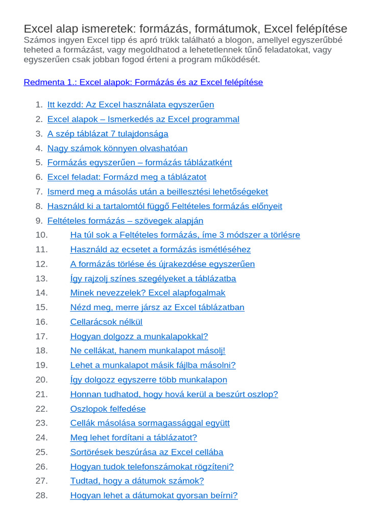 Excel Alap Ismeretek | PDF