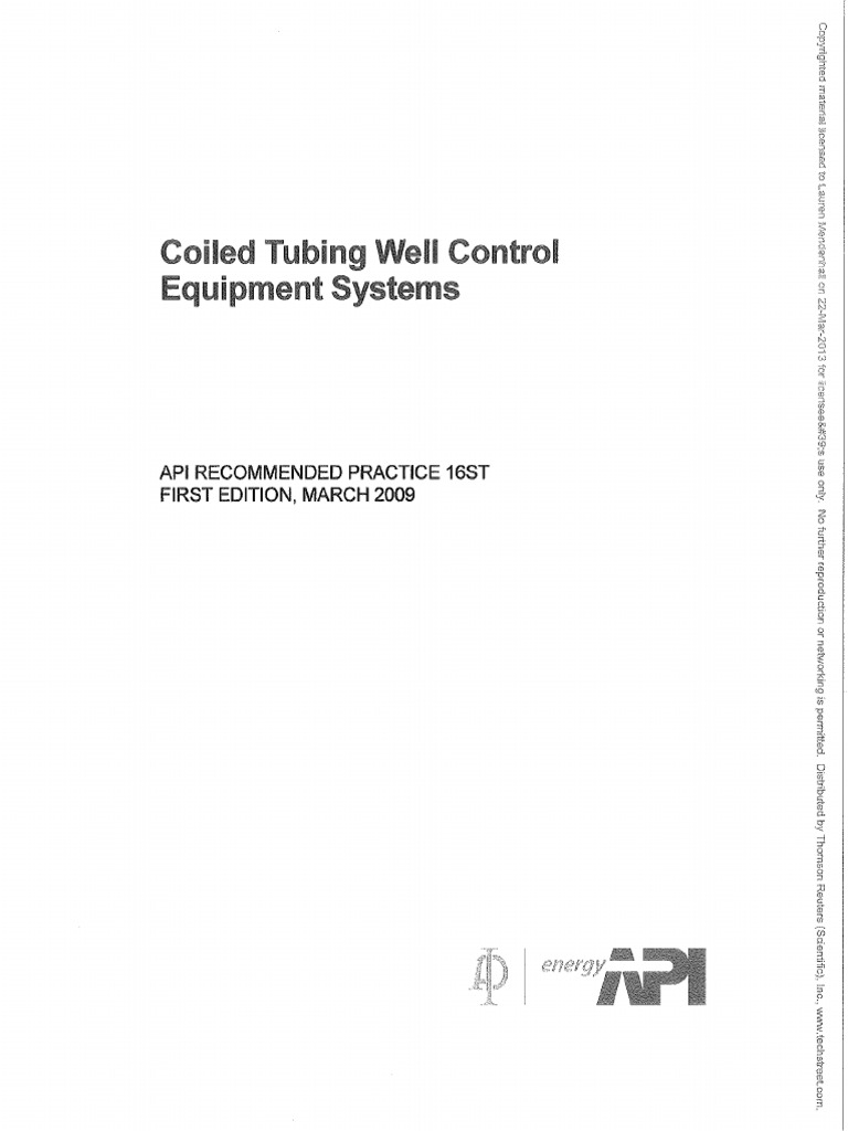 API RP 16ST Coiled Tubing Scanned | PDF
