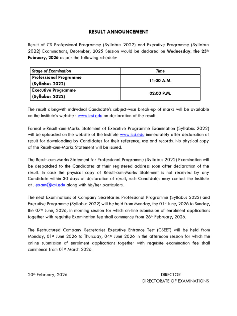 Result Announcement | PDF