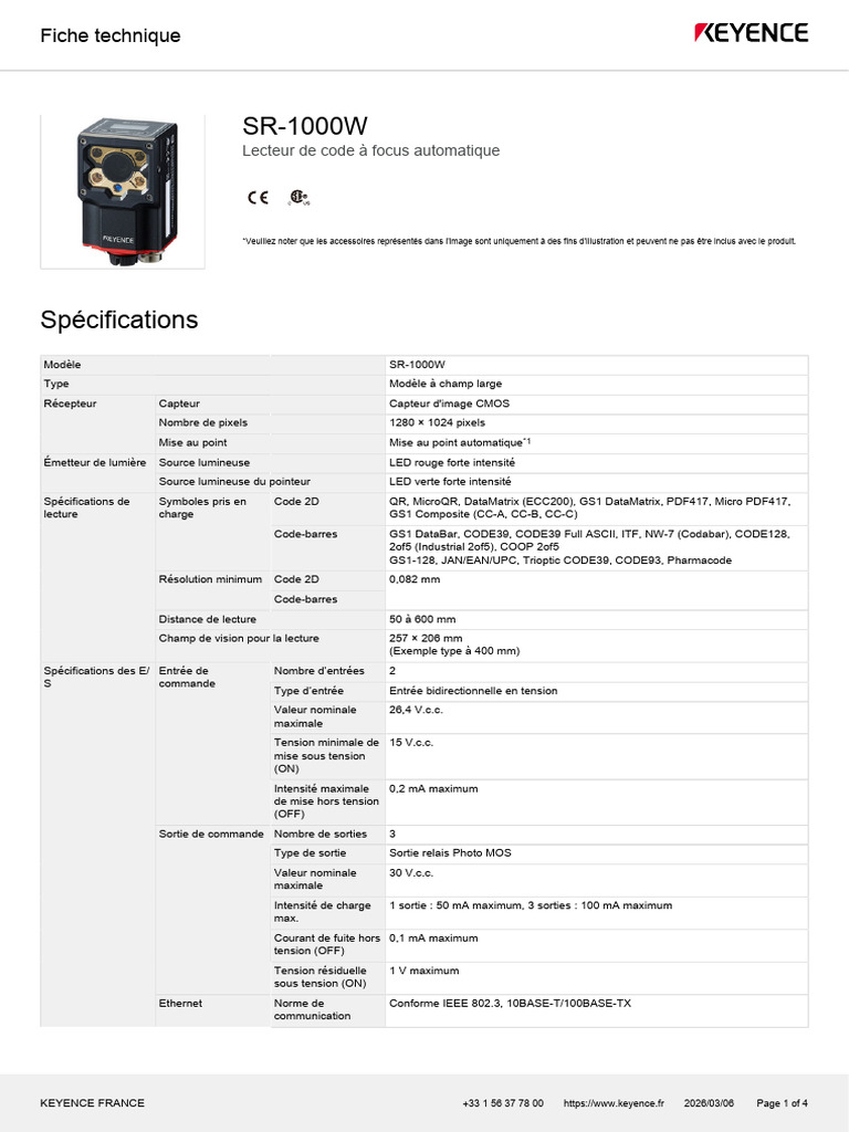 SR 1000W Datasheet | PDF | Code QR | Informatique