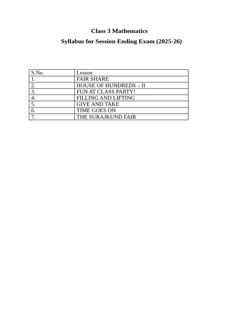 Class 3 Mathematics | PDF