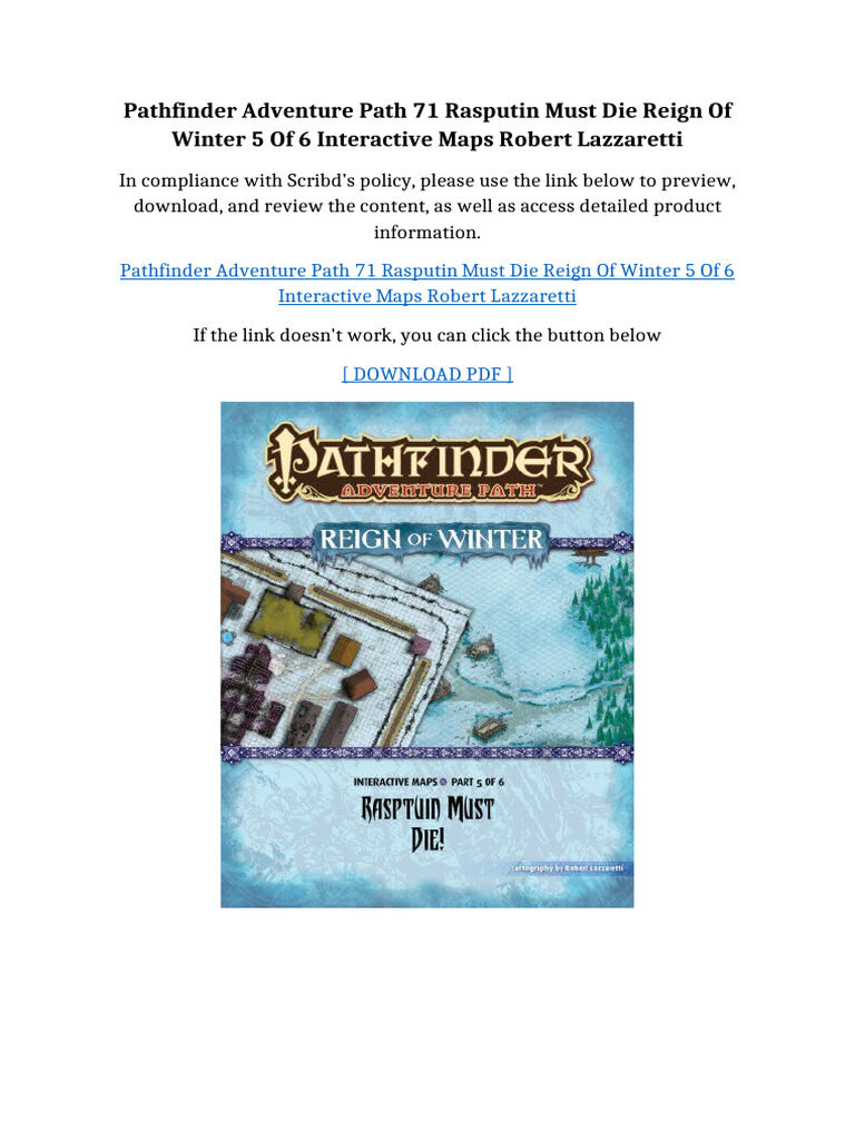 Pathfinder Adventure Path 71 Rasputin Must Die Reign Of Winter 5 Of 6 ...