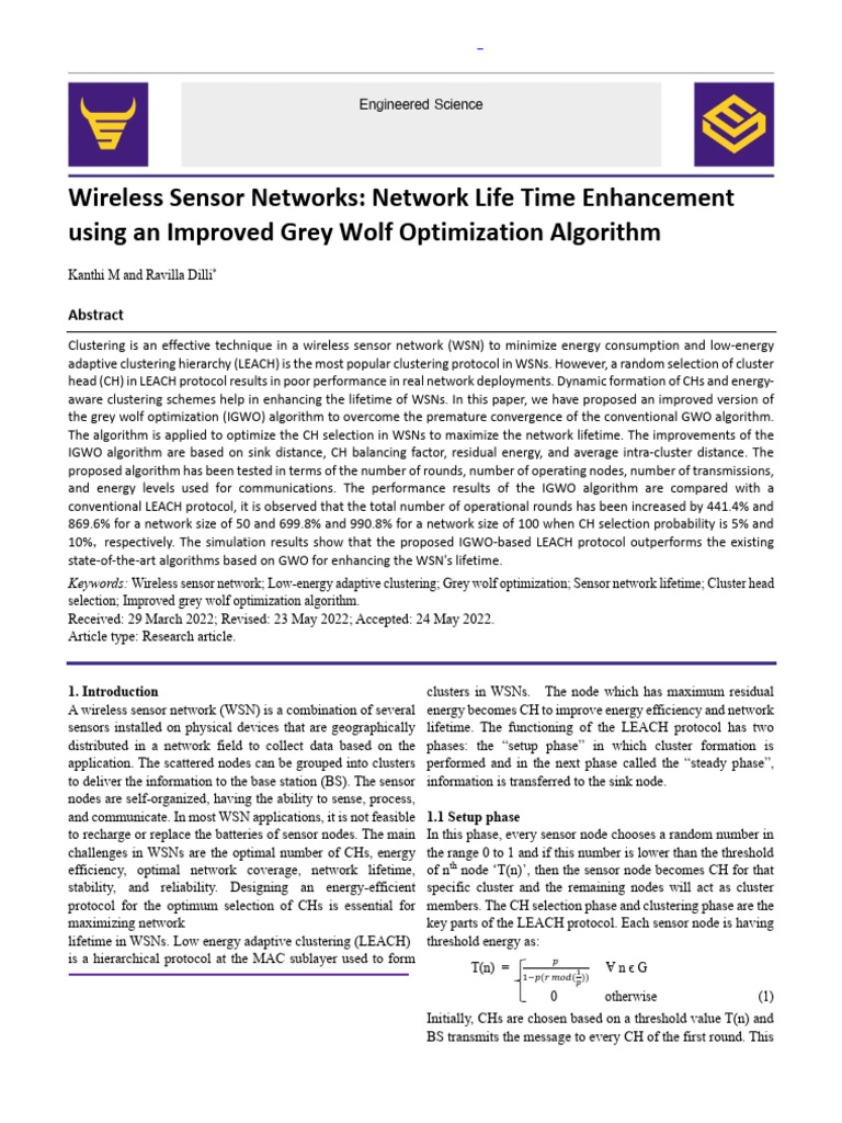 RRM - Wireless Sensor Networks - Network Life Time Enhancement - Grey ...