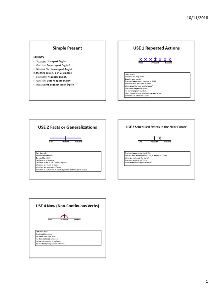 Verb Tense 1 Simple Present | PDF | English Language | Linguistic Typology