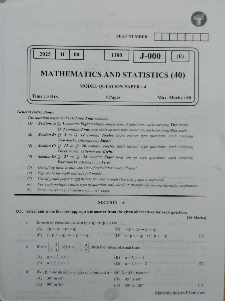 Maths 4 Model Paper | PDF