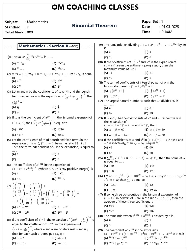 Binomial Theorem 1740799421 | PDF | Arithmetic | Mathematics