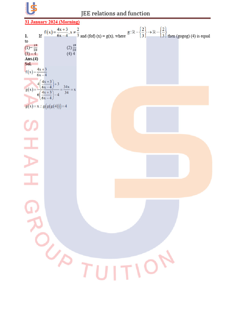 Chapter-1 Functions Watermark | PDF | Function (Mathematics) | Mathematics