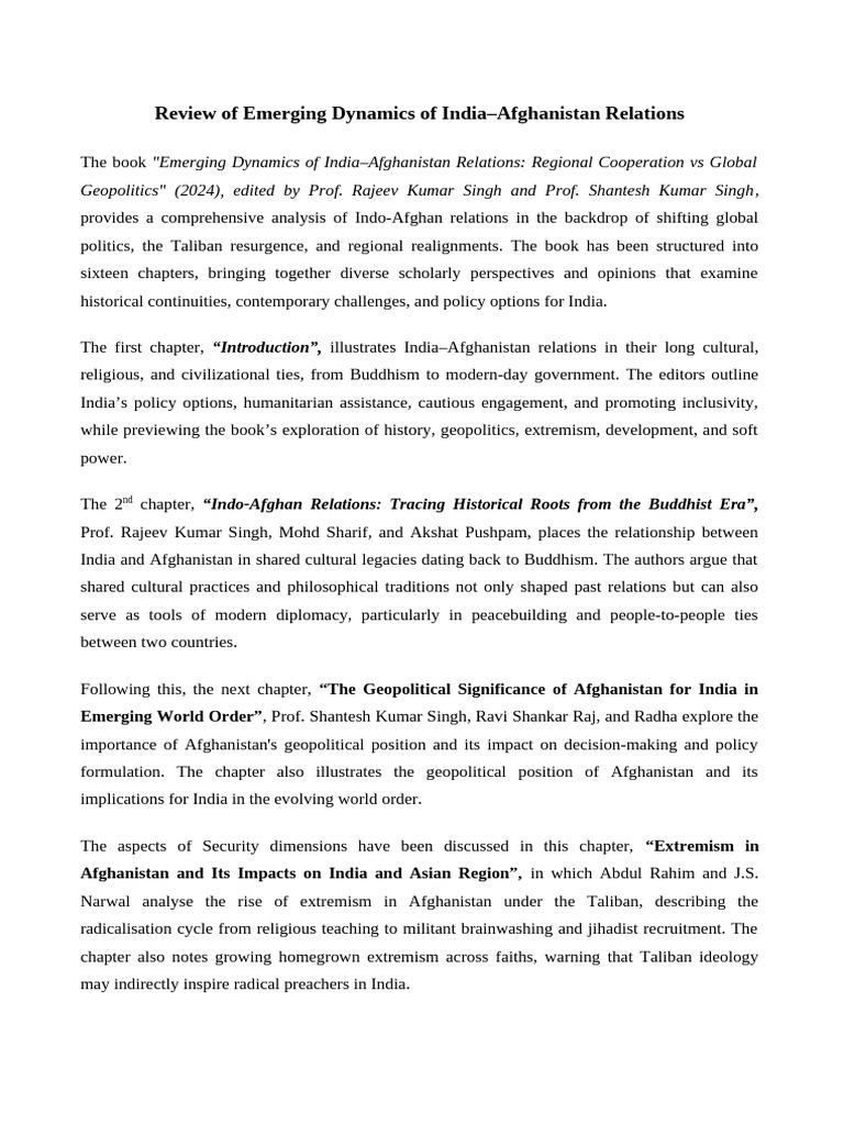 Review of Emerging Dynamics of India | PDF | Afghanistan | Taliban