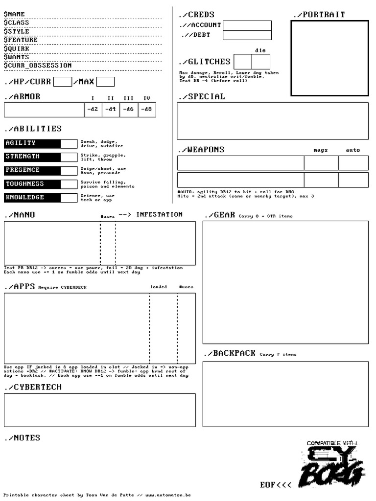 Alternative Character Sheet | PDF