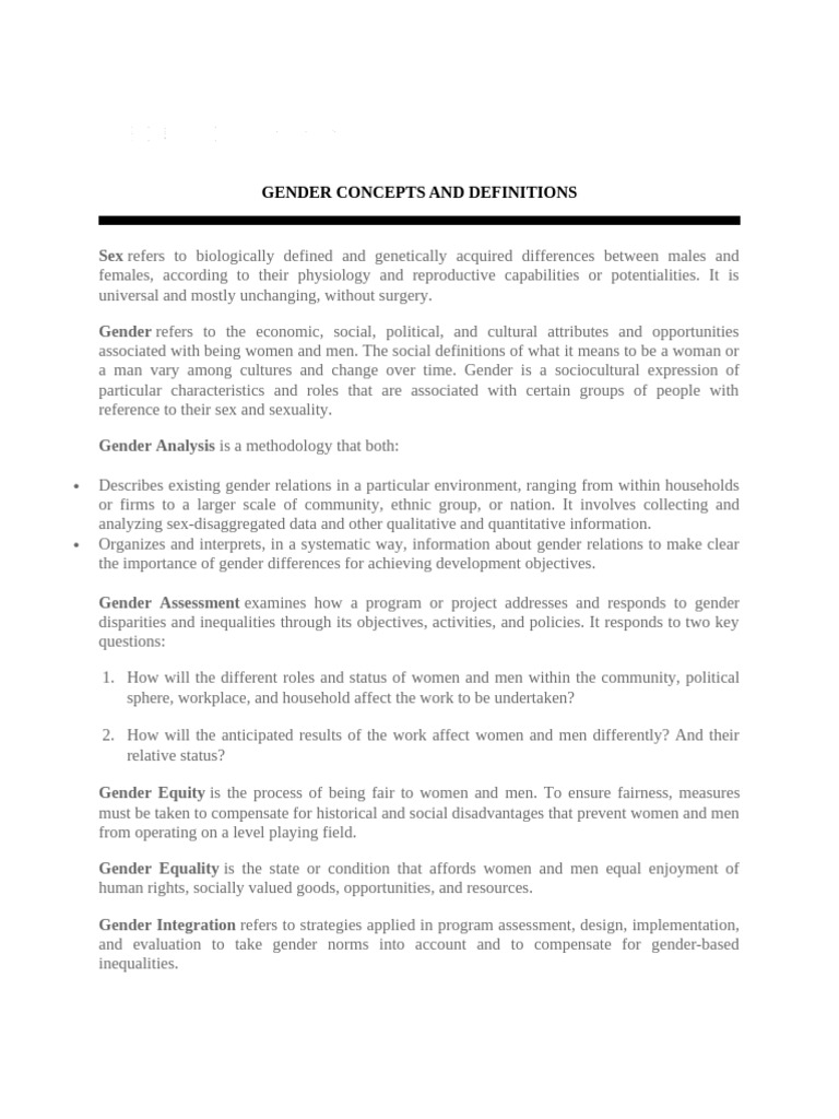 Gender Concepts and Definitions | PDF | Gender | Gender Studies