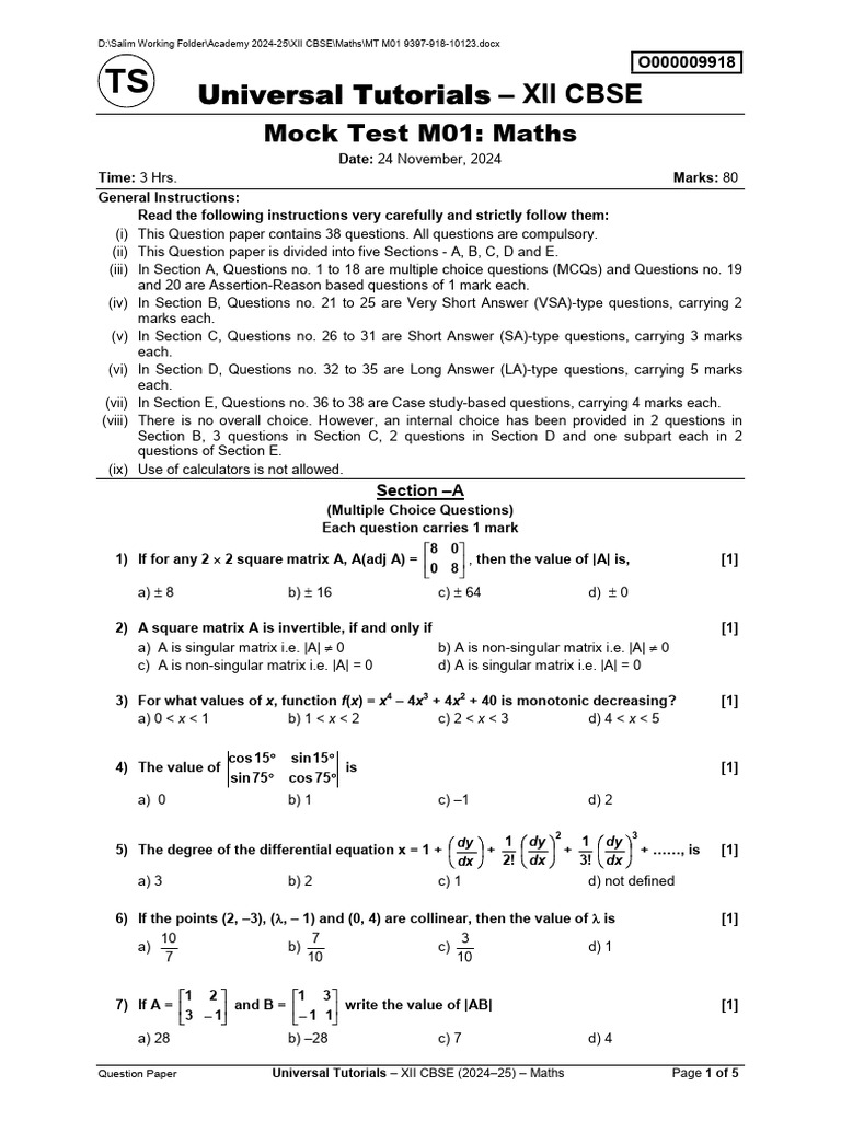 Maths QP | PDF